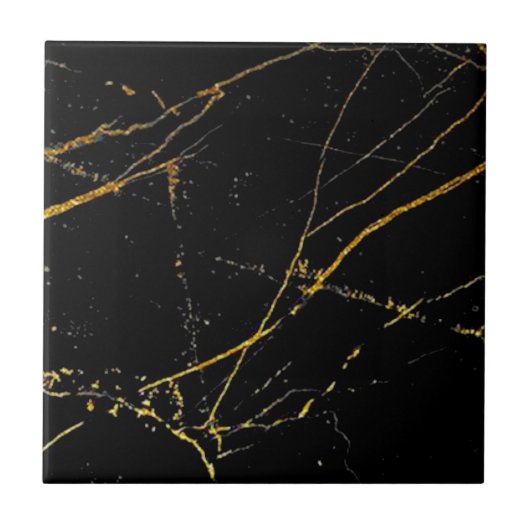 2e set van 4 Gold Veined Black Faux Marble Tegeltje (Voorkant)