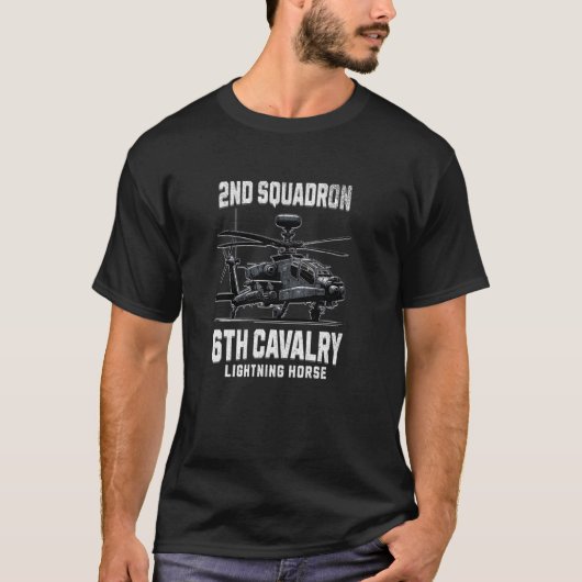 2e Squadron 6e Cavalerie Apache Helikopter Militar T-shirt (Voorkant)