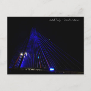2e Street Bridge-lite in blauw - Columbus Indiana Briefkaart