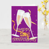 2e trouwdag champagne viering kaart (Gele Bloem)