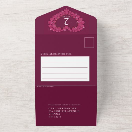 2e trouwdag foto rode garnet hart all in one uitnodiging (Buitenkant)