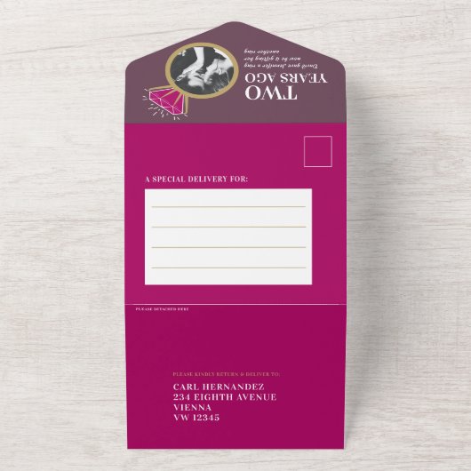 2e trouwdag garnet RSVP foto All In One Uitnodiging (Buitenkant)