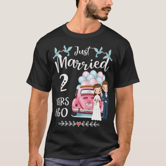 2e trouwdag - Net getrouwd 2 jaar T-shirt (Voorkant)