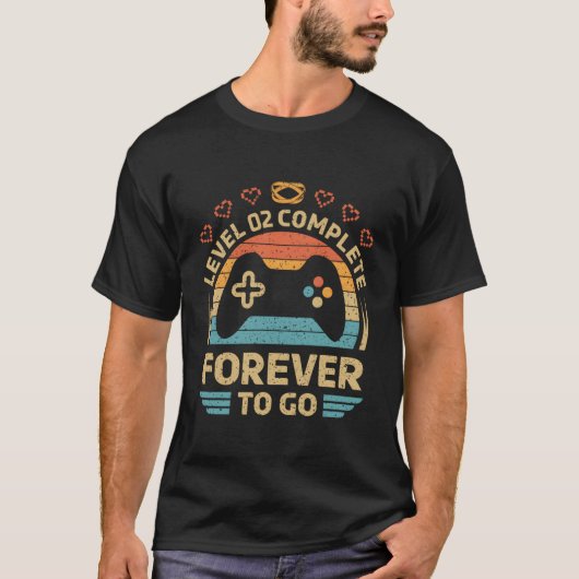 2e trouwdag Video Game Niveau 2 Compleet T-shirt (Voorkant)