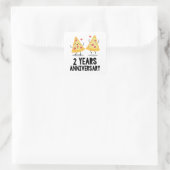 2e trouwjaar 2 jaar vierkante sticker (Tas)