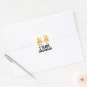 2e trouwjaar 2 jaar vierkante sticker (Envelop)