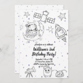 2e Twee De Maan en Sterren Astronaut Verjaardag Kaart (Voorkant / Achterkant)