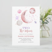 2e twee de maan verjaardag meisje kaart (Staand voorkant)