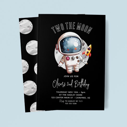 2e twee de maan verjaardagsfeestje kaart