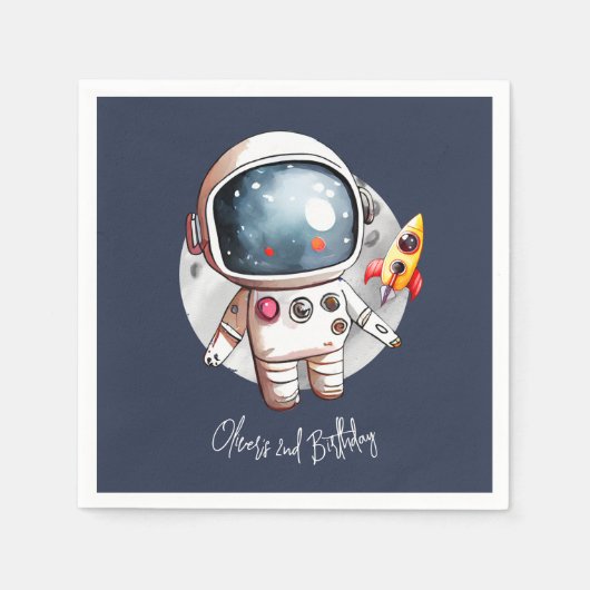 2e Twee De Maan Verjaardagspapier Servet (Voorkant)