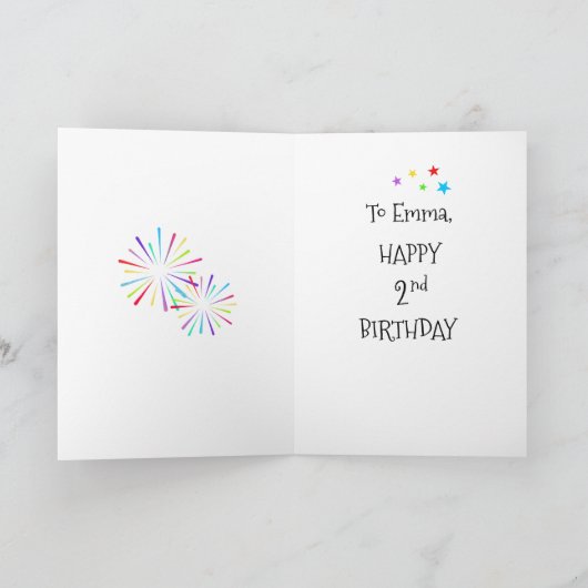 2e twee grote vuurwerksterren gelukkige tweede ver kaart (Binnen)