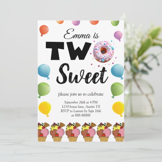 2e twee lieve verjaardag donut ijs verjaardag kaart (Staand voorkant)