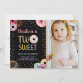 2e twee zoete kleuren foto donut verjaardag kaart (Voorkant)