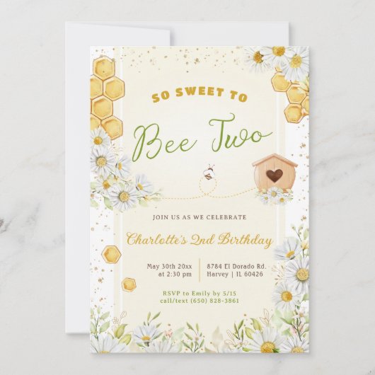 2e tweede verjaardag : de zoete bijen twee meisje  kaart (Voorkant)