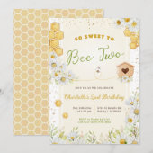 2e tweede verjaardag : de zoete bijen twee meisje  kaart (Voorkant / Achterkant)