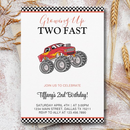 2e Tweede Verjaardag Party Cars Party Two Fast Kaart