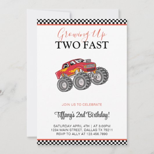 2e Tweede Verjaardag Party Cars Party Two Fast Kaart (Voorkant)