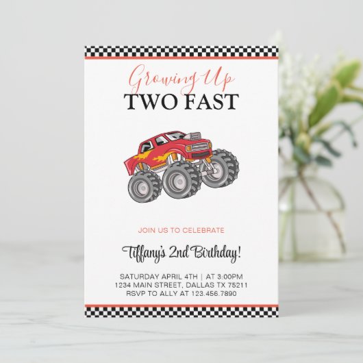 2e Tweede Verjaardag Party Cars Party Two Fast Kaart (Staand voorkant)