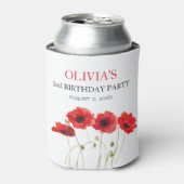 2e Tweede Verjaardag Party Poppies Baby Girl Blikjeskoeler (Blikje Voorkant)