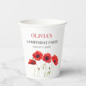 2e Tweede Verjaardag Party Poppies Baby Girl Papieren Bekers (Voorkant)