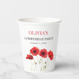 2e Tweede Verjaardag Party Poppies Baby Girl Papieren Bekers