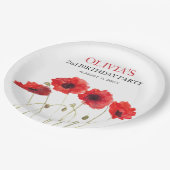2e Tweede Verjaardag Party Poppies Baby Girl Papieren Bordje (Gekanteld)