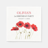 2e Tweede Verjaardag Party Poppies Baby Girl Servet (Voorkant)