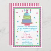 2e uitnodiging van de Birthday Cake Party (Voorkant / Achterkant)