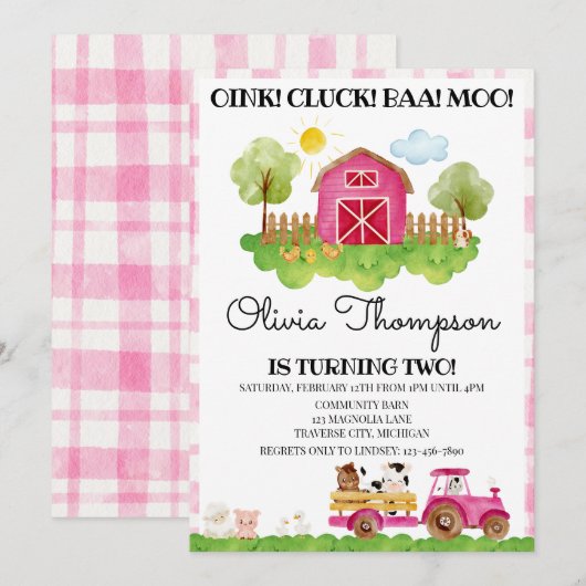 2e uitnodiging van de Birthday Party (Voorkant / Achterkant)