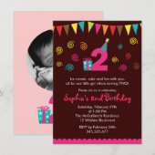 2e uitnodiging van het meisje van Birthday (Voorkant / Achterkant)