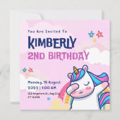2e Unicorn Birthday Invitation Kaart (Voorkant)