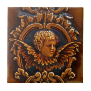 2e van de Antiek Victoriaans Cherub Angel Tile Rep Tegeltje