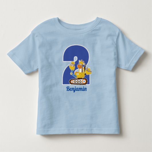 2e verjaardag: Aangepaste vrachtwagen voor bouw Kinder Shirts (Voorkant)