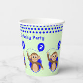 2e verjaardag aap blauwe ballon papieren bekers (Achterkant)