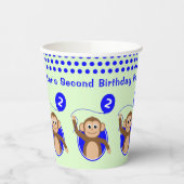 2e verjaardag aap blauwe ballon papieren bekers (Links)