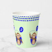 2e verjaardag aap blauwe ballon papieren bekers (Rechts)