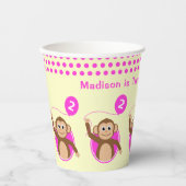 2e verjaardag aap roze ballon papieren bekers (Voorkant)