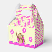 2e verjaardag Aap Roze Cream Party Bedankdoosjes (Achterkant)