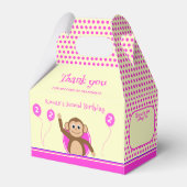 2e verjaardag Aap Roze Cream Party Bedankdoosjes (Voorkant Zijde)