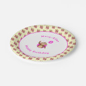 2e verjaardag aap roze crème patroon papieren bordje (Gekanteld)