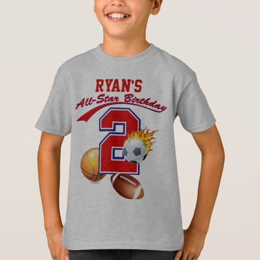 2e verjaardag All-Star Sports Ringer T-shirt (Voorkant)