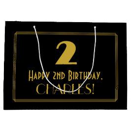 2e verjaardag — Art Deco Geïnspireerde look "2" en Groot Cadeauzakje