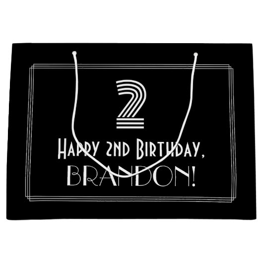 2e verjaardag — Art Deco Geïnspireerde look "2" en Groot Cadeauzakje (Voorkant)