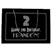 2e verjaardag — Art Deco Geïnspireerde look "2" en Groot Cadeauzakje (Achterkant)
