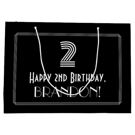 2e verjaardag — Art Deco Geïnspireerde look "2" en Groot Cadeauzakje (Achterkant)