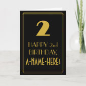 2e verjaardag ~ Art Deco Geïnspireerde look "2" en Kaart (Voorkant)