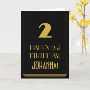 2e verjaardag - Art Deco Geïnspireerde look "2" en Kaart