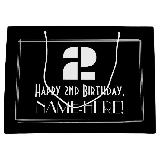 2e verjaardag ~ Art Deco Geïnspireerde look "2" +  Groot Cadeauzakje (Voorkant)