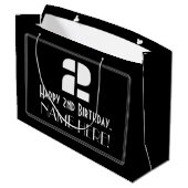 2e verjaardag ~ Art Deco Geïnspireerde look "2" +  Groot Cadeauzakje (Achterkant Gekanteld)