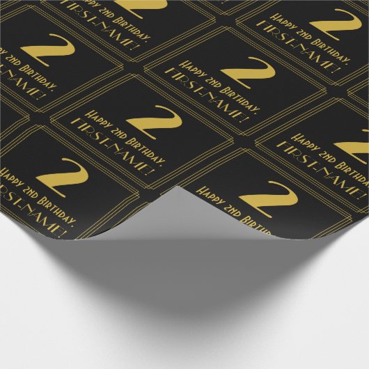 2e verjaardag ~ Art Deco Geïnspireerde look "2", n Cadeaupapier (Hoek)